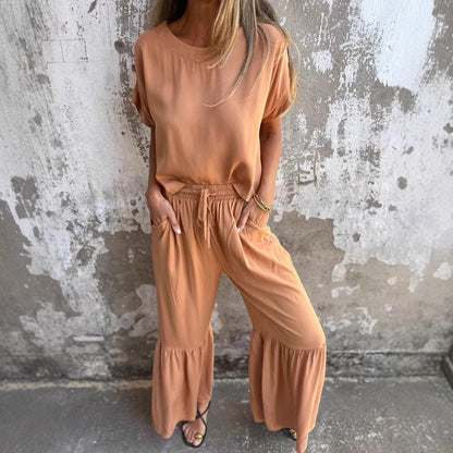 Conjunto Mujer de Lino Blusa Fluida y Pantalón Relajado