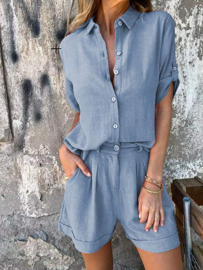 Conjunto Mujer de Dos Piezas Algodón y Pantalón Relajado