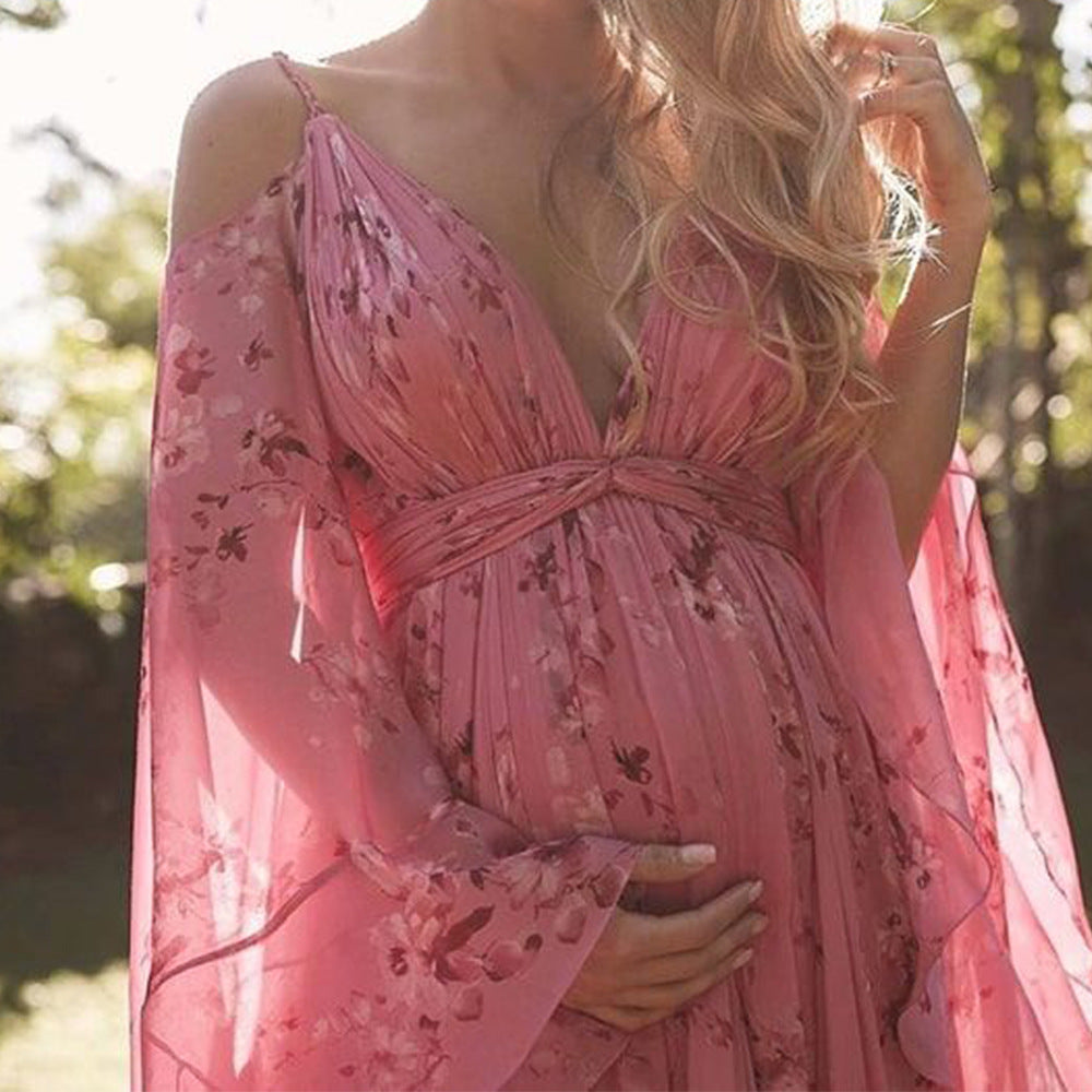 Vestido largo mujer de estampado floral estilo elegante