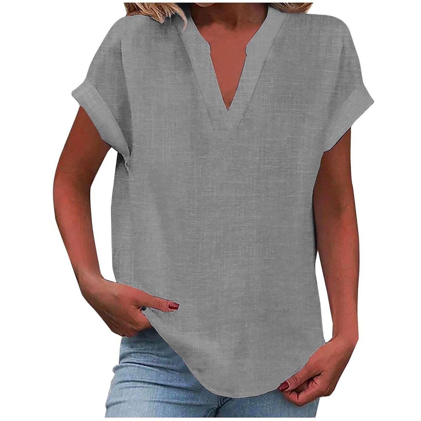 Blusa Mujer de Tela Suave Cuello en V Corte Relajado
