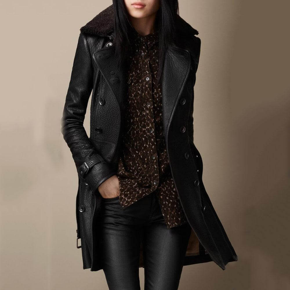 Gabardina Mujer de Cuerina Ajuste Elegante - Mavetta