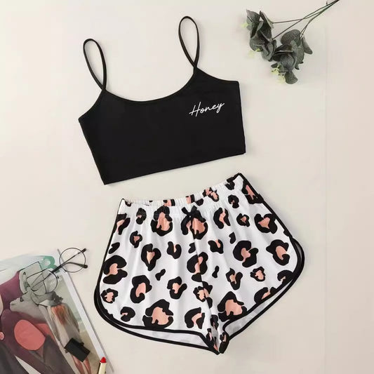 Pijama Mujer Corto y Short Elástico Tipo Lounge - Mavetta