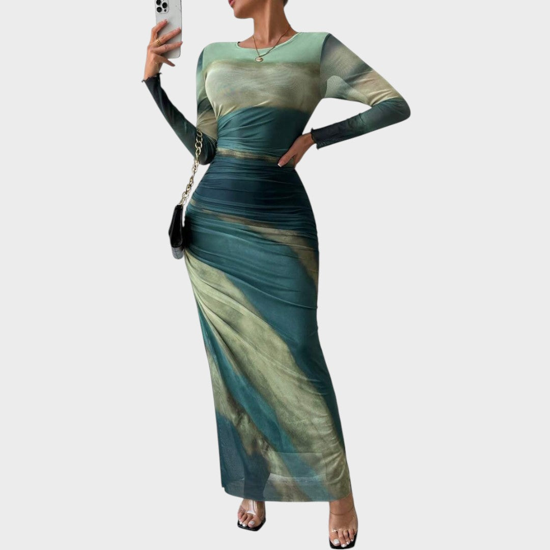 Vestido Maxi Mujer Ajustado Manga Larga