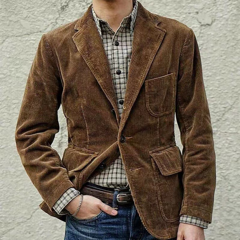 Chaqueta Hombre de Pana Estilo Vintage Ajuste Clásico