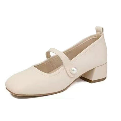 Zapatos de salón mujer tacón bloque punta cuadrada estilo Mary Jane