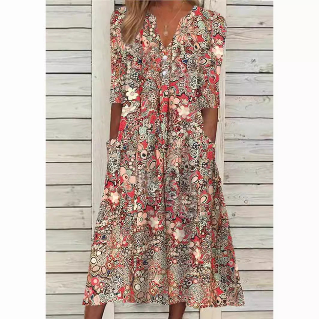 Vestido camisero mujer de tela ligera estampado floral - Mavetta