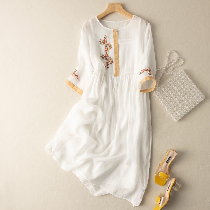 Vestido midi mujer Bordado Verano