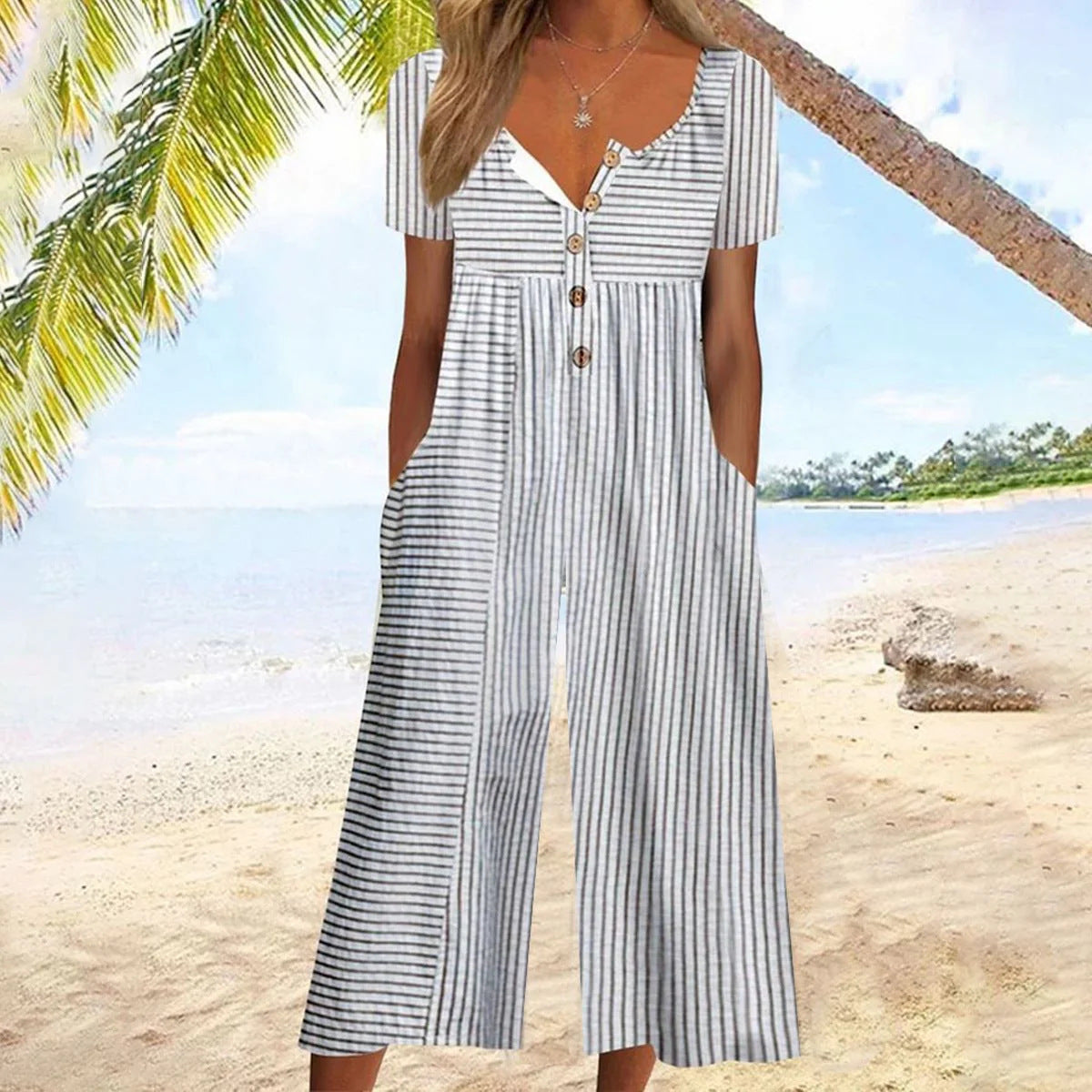 Mono Mujer Verano Escote en V Corte Moderno