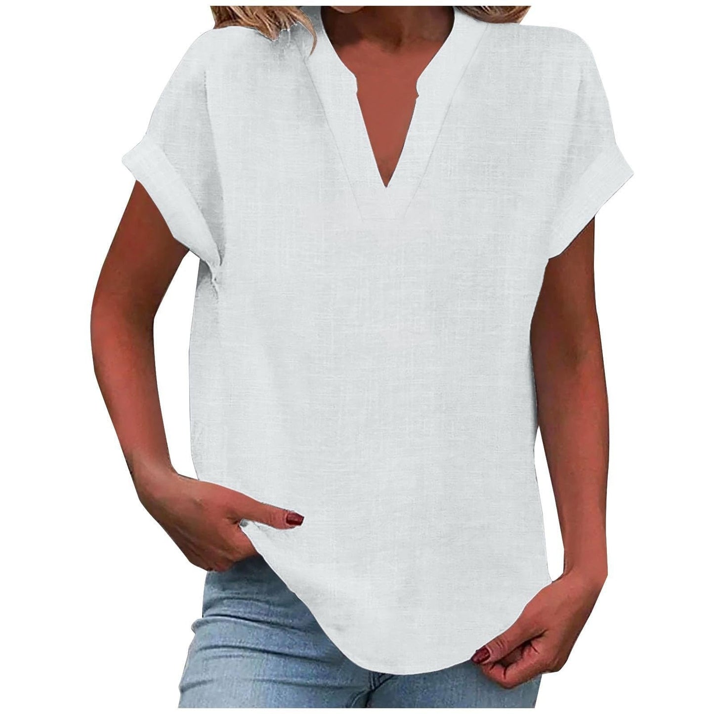 Blusa Mujer de Tela Suave Cuello en V Corte Relajado