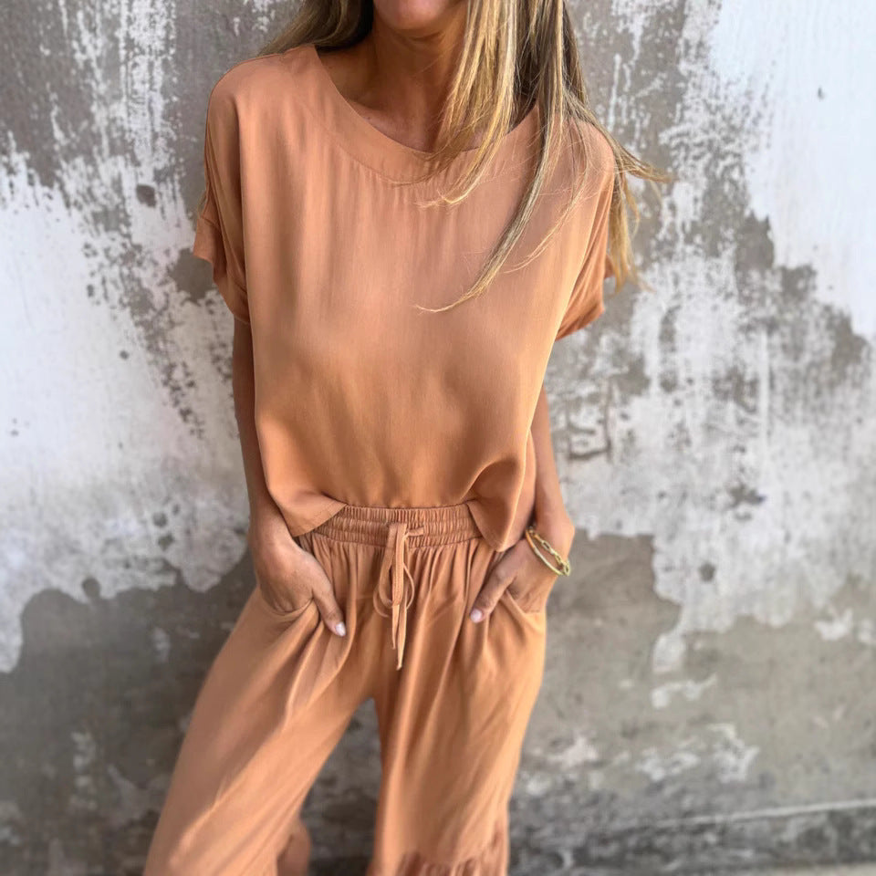 Conjunto Mujer de Lino Blusa Fluida y Pantalón Relajado