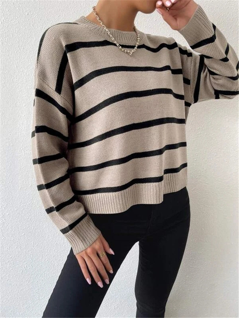 Suéter Mujer de Punto Oversize Diseño de Rayas