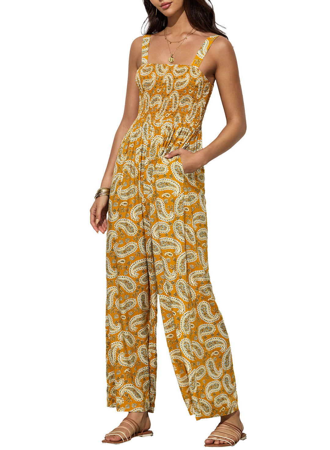 Mono Mujer Floral Pierna Ancha Estilo Primavera