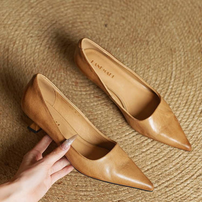 Zapatos Mujer de Cuero Tacón Clásico Elegante
