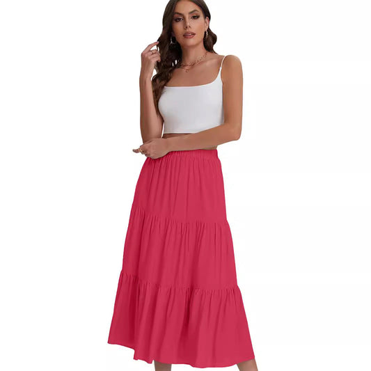 Falda midi mujer con cintura alta y volantes en capas - Mavetta