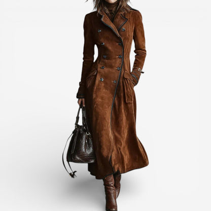Abrigo largo mujer estilo trench efecto ante elegante - Mavetta