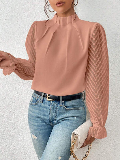 Blusa Mujer de Gasa Transparente Manga Larga