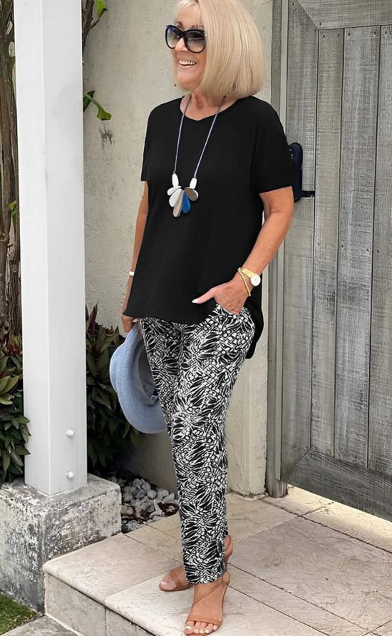Conjunto mujer algodón pantalón estampado cómodo
