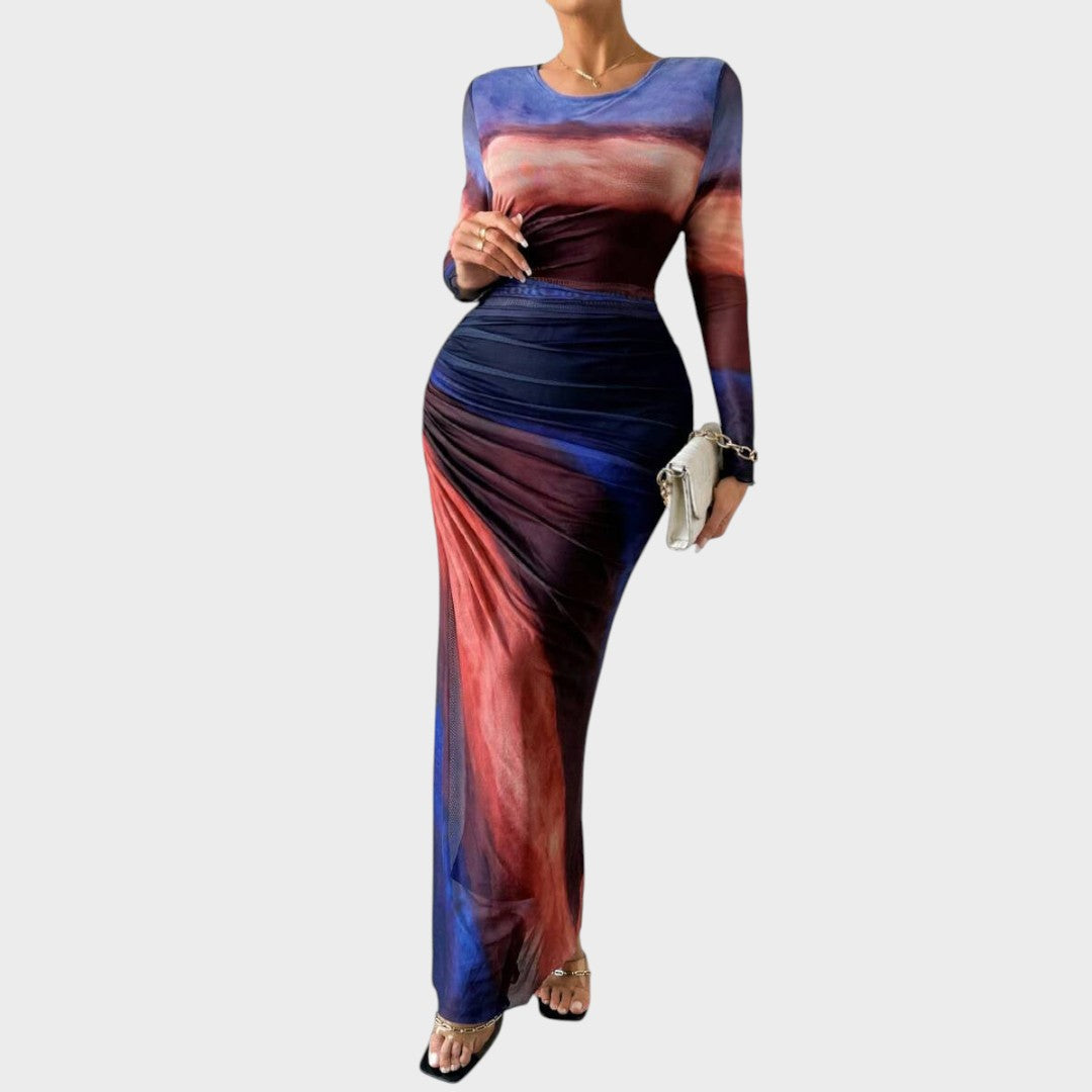 Vestido Maxi Mujer Ajustado Manga Larga