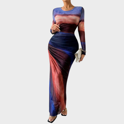 Vestido Maxi Mujer Ajustado Manga Larga