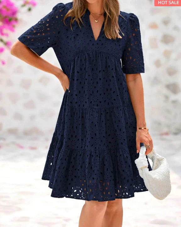 Vestido Mujer Veraniego Encaje Volantes Elegante