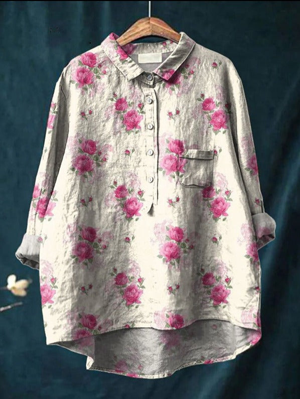 Blusa Mujer Fluida Estampado Floral Manga Larga