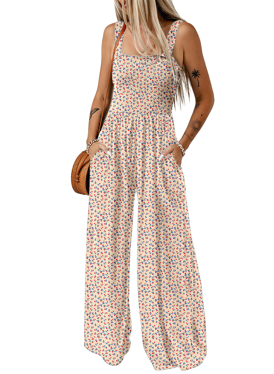 Mono Mujer Floral Pierna Ancha Estilo Primavera