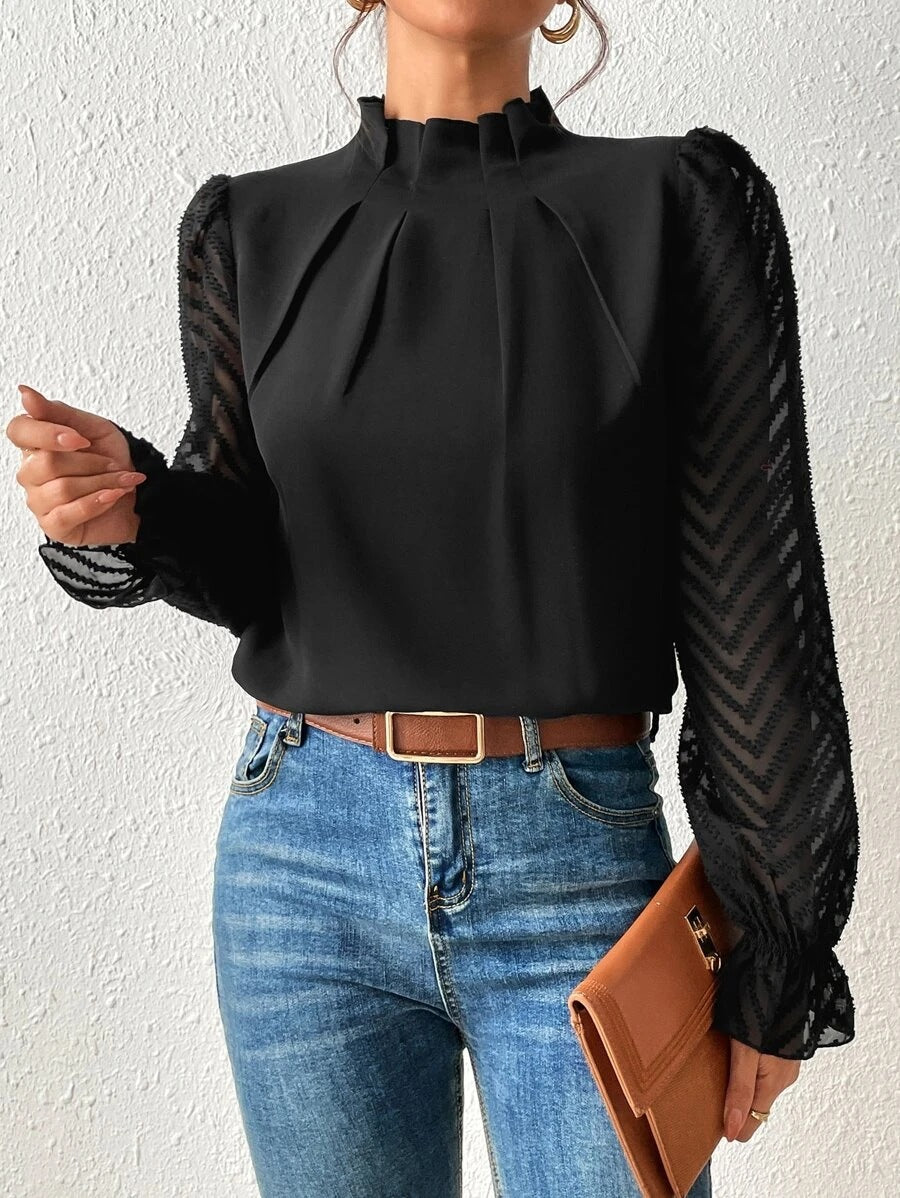 Blusa Mujer de Gasa Transparente Manga Larga - Mavetta