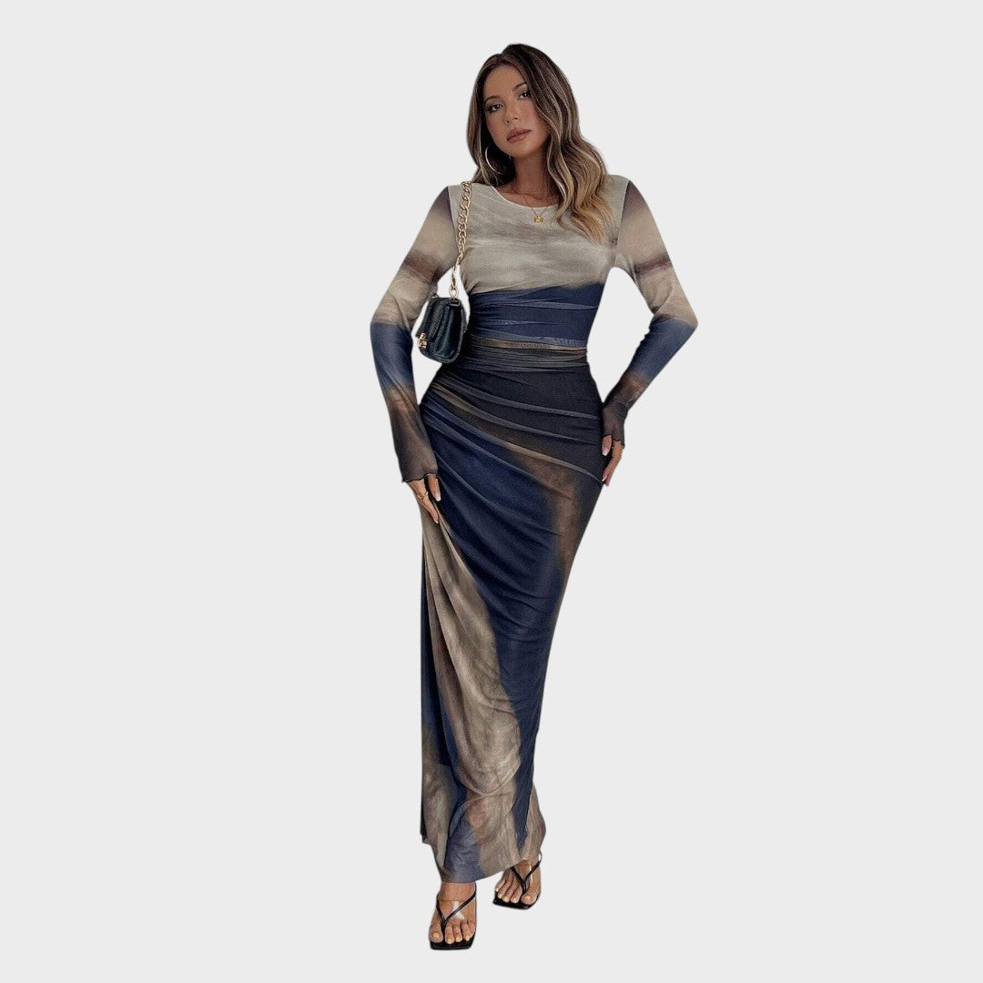 Vestido Maxi Mujer Ajustado Manga Larga