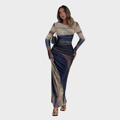 Vestido Maxi Mujer Ajustado Manga Larga