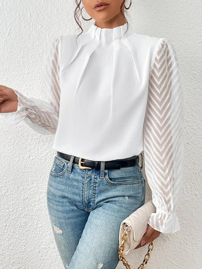 Blusa Mujer de Gasa Transparente Manga Larga