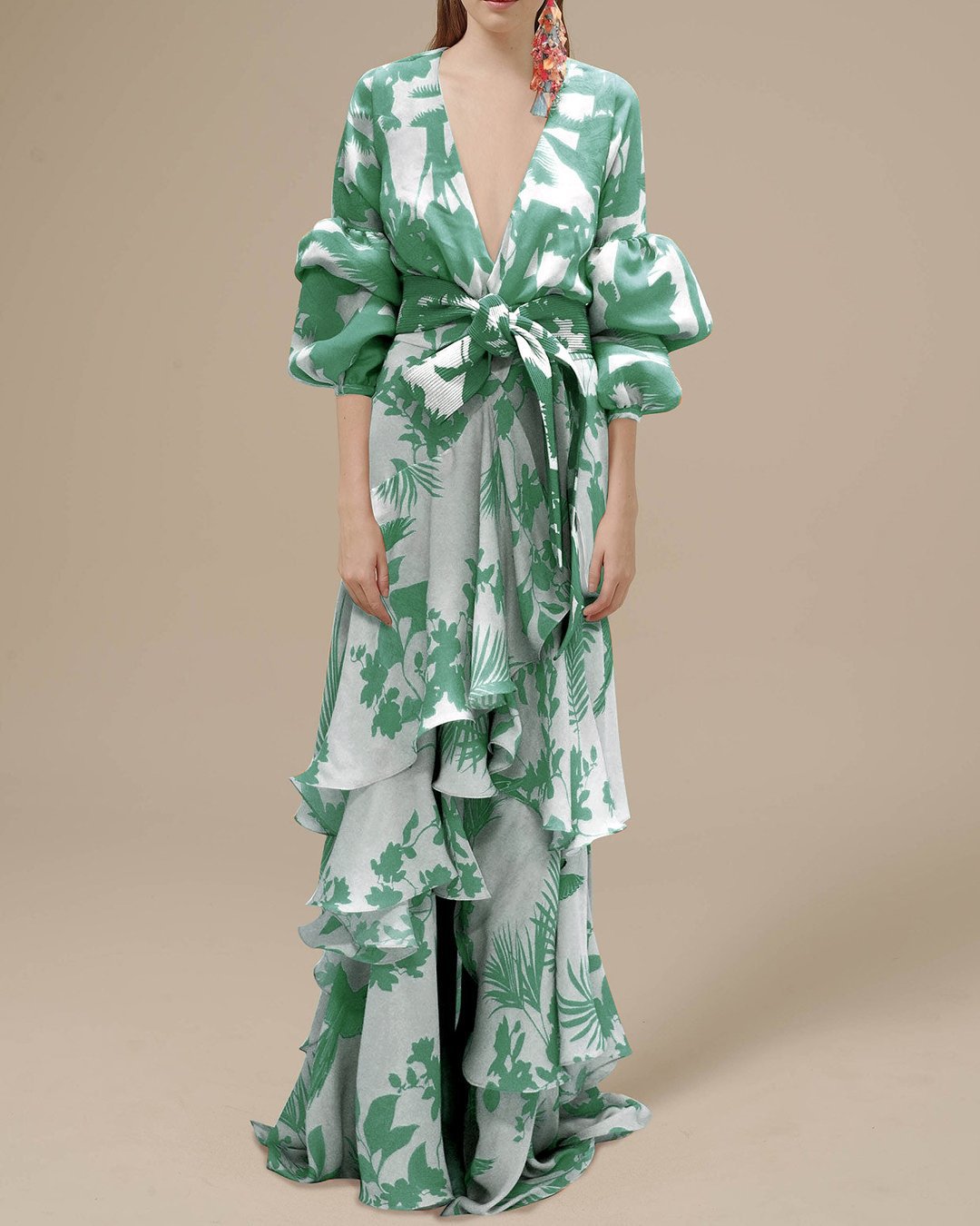 Vestido largo Mujer ceremonia Diseño cruzado estampado