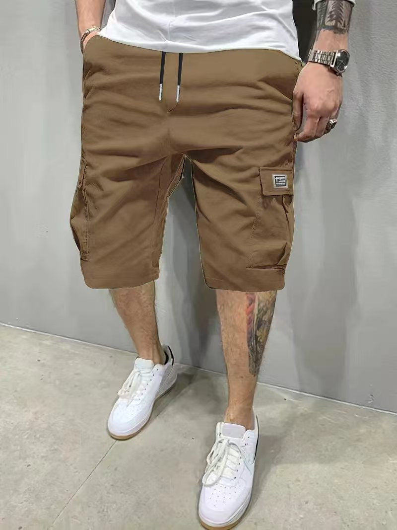 Pantalones cortos cargo hombre Algodón Cintura elástica