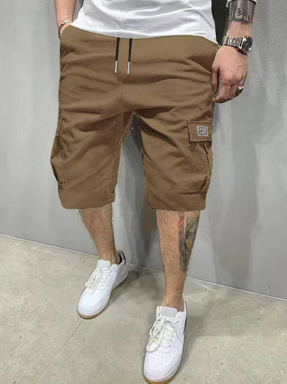 Pantalones cortos cargo hombre Algodón Cintura elástica