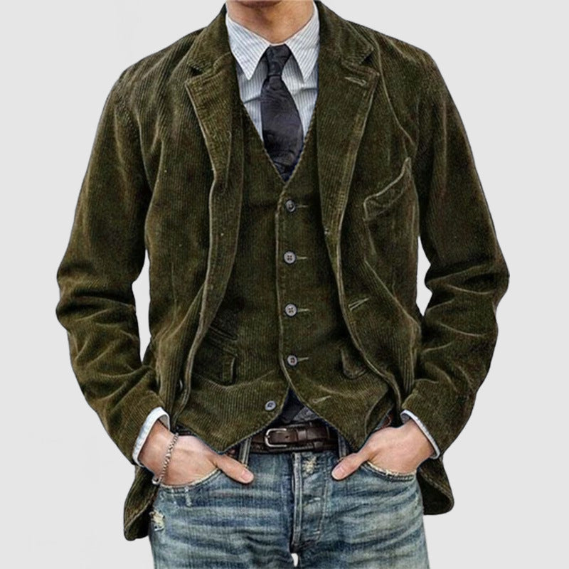 Chaqueta Hombre de Pana Estilo Vintage Ajuste Clásico