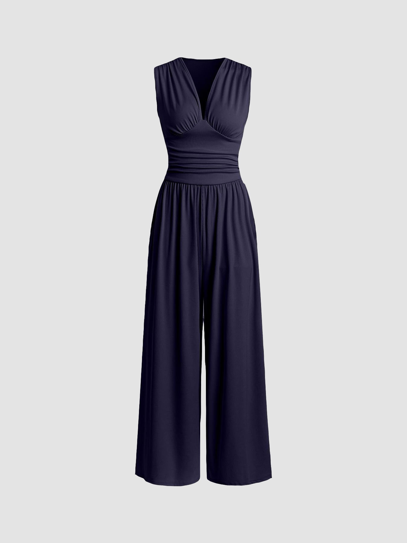 Enterizo Mujer Pierna Ancha Sin Mangas Ajuste Elegante