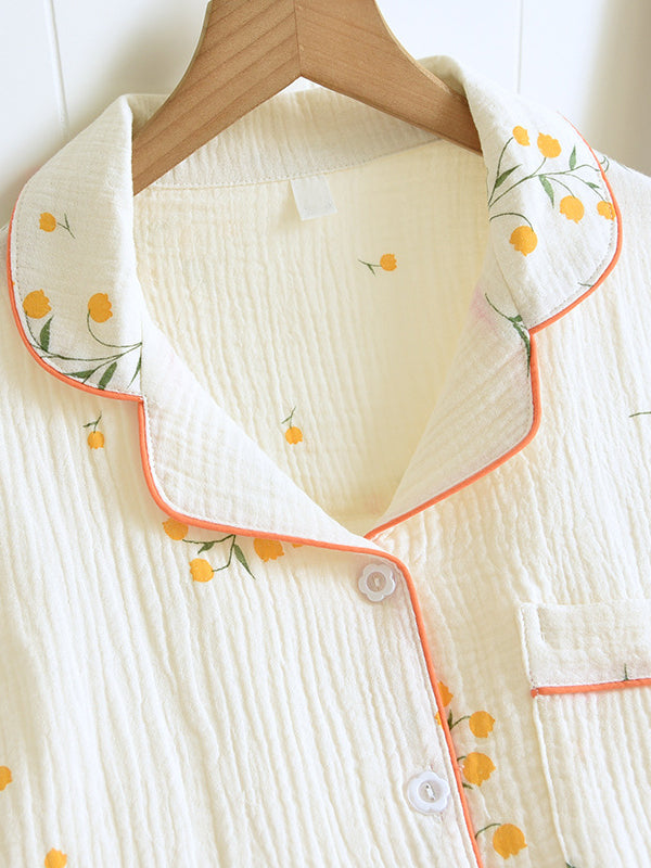 Conjunto Pijama Mujer Algodón Camisa Manga Corta y Pantalón