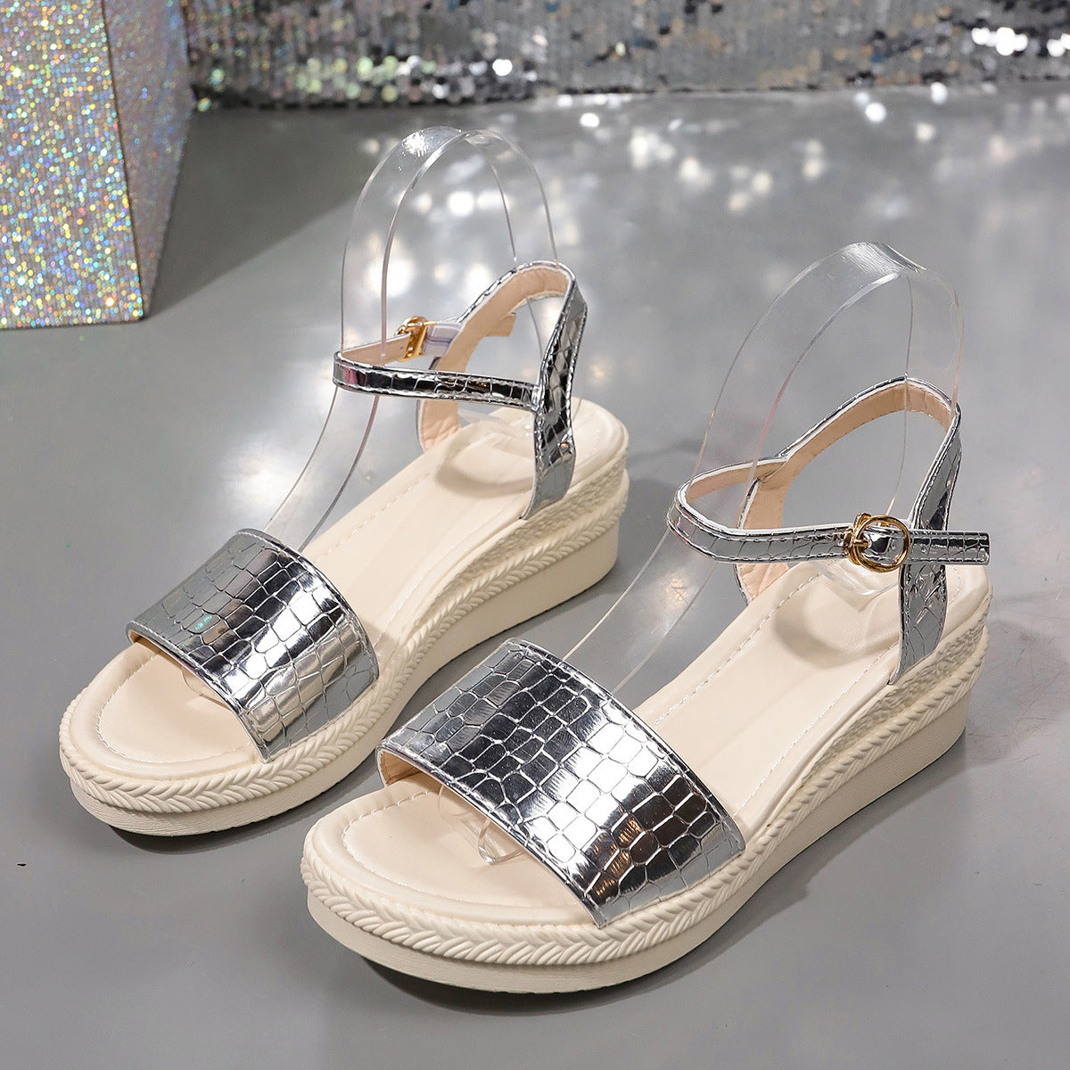 Sandalias Mujer Suela Cuña Comoda Estilo Simple