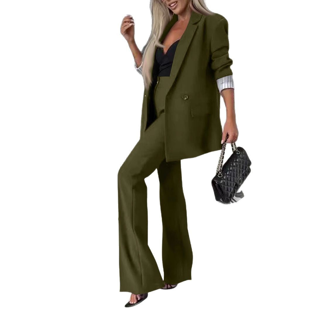 Conjunto Mujer Blazer Oversize y Pantalones Pierna Ancha