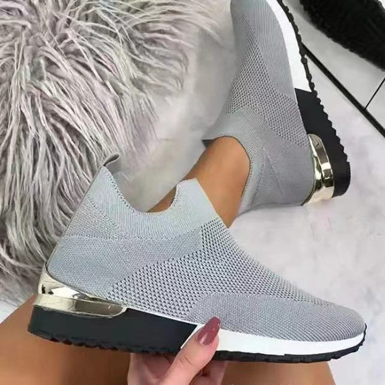 Zapatillas Mujer de Punto Sin Cordones Suela Acolchada Flexibles