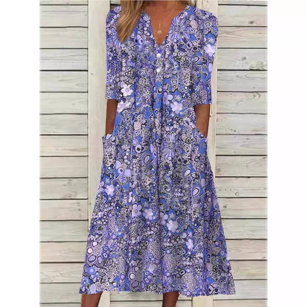 Vestido camisero mujer de tela ligera estampado floral