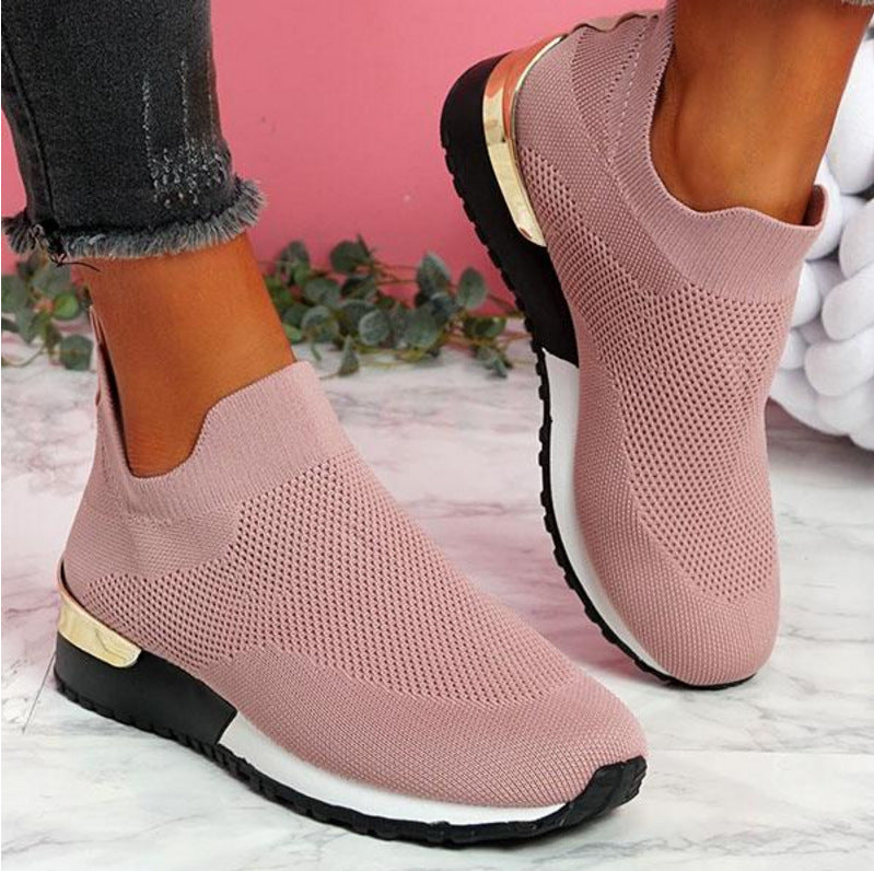 Zapatillas Mujer de Punto Sin Cordones Suela Acolchada Flexibles