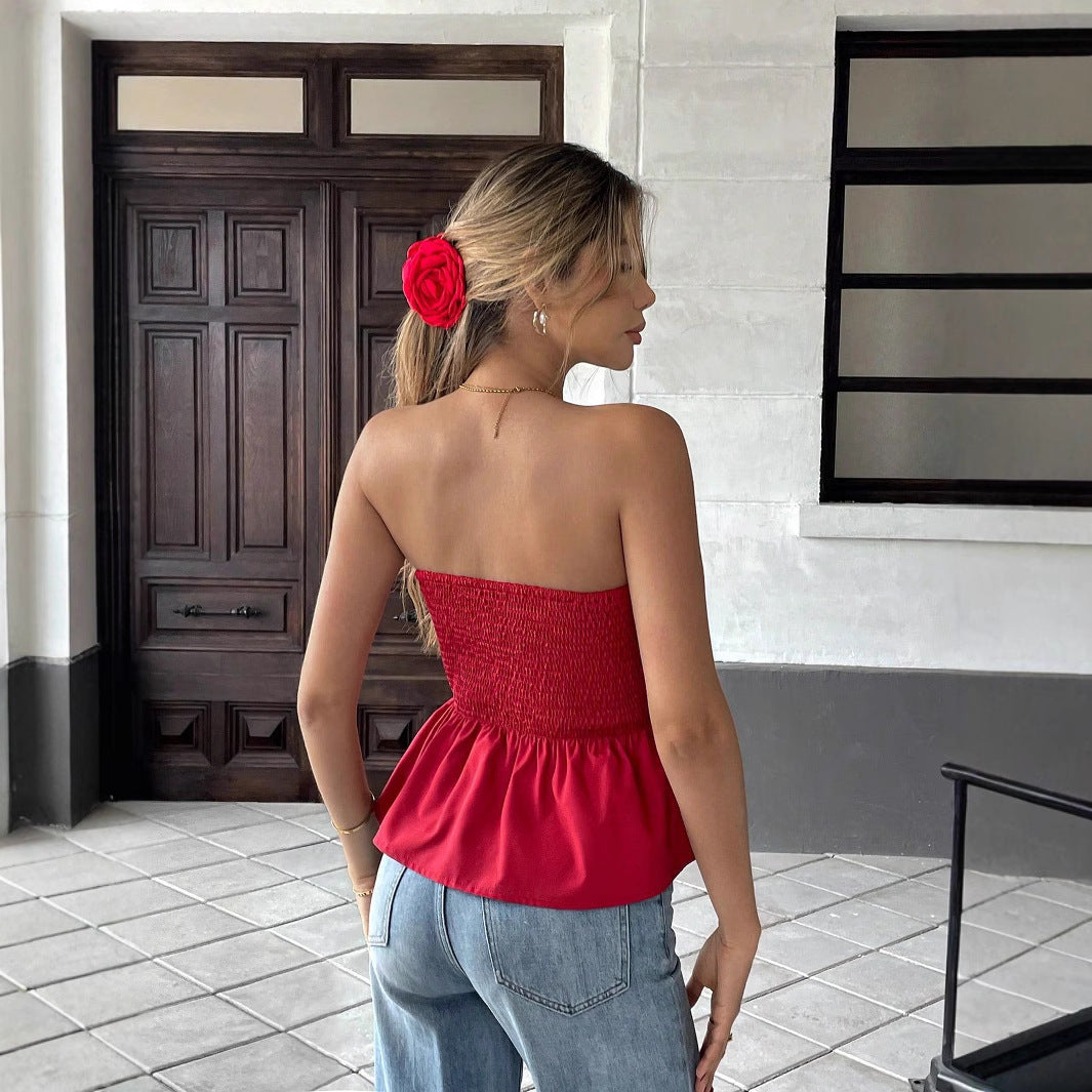 Bandeau Mujer con Volante y Lazos Decorativos