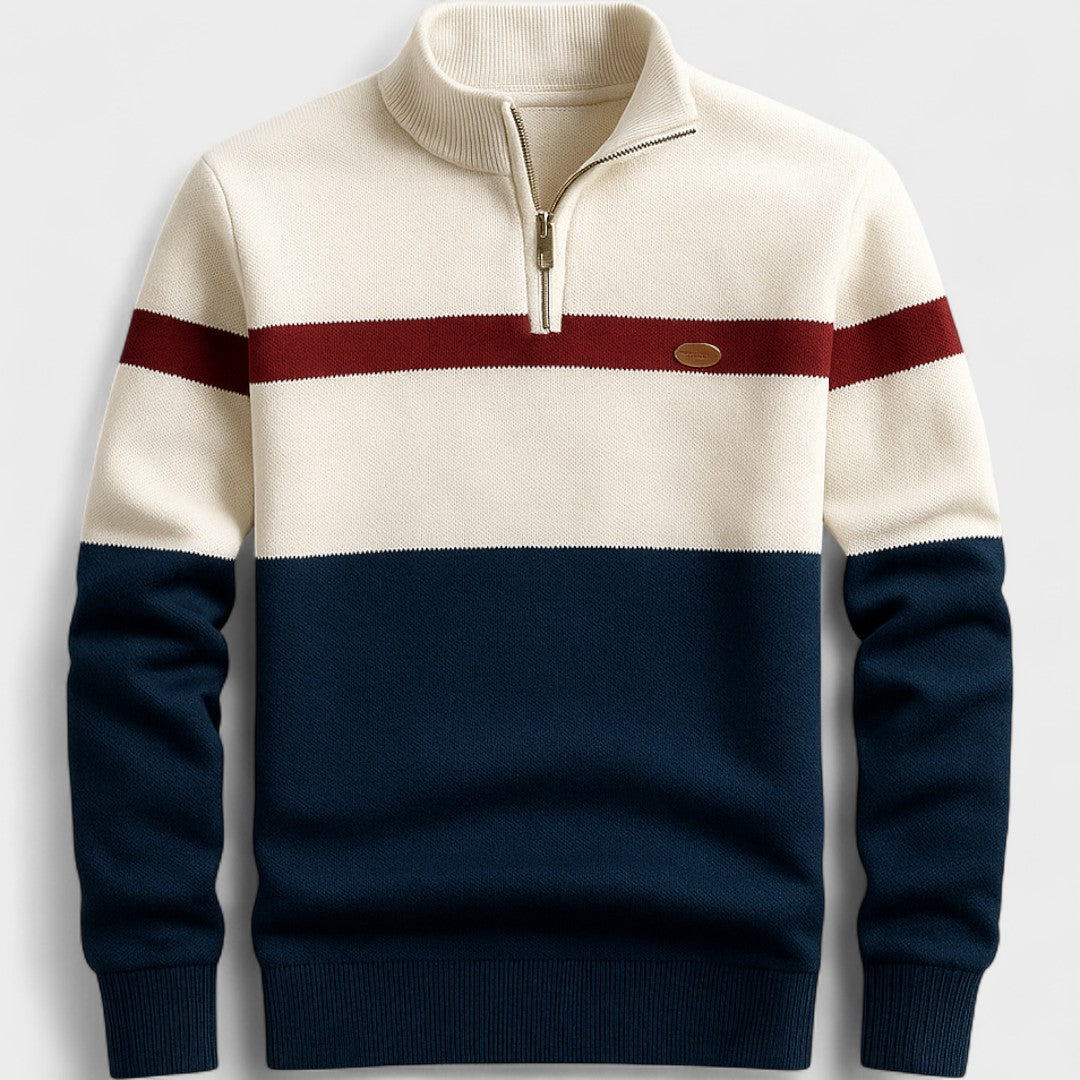 Jersey hombre tejido ligero con cremallera media estilo moderno