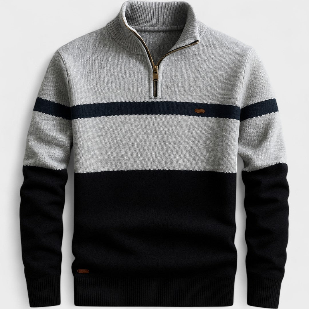 Jersey hombre tejido ligero con cremallera media estilo moderno