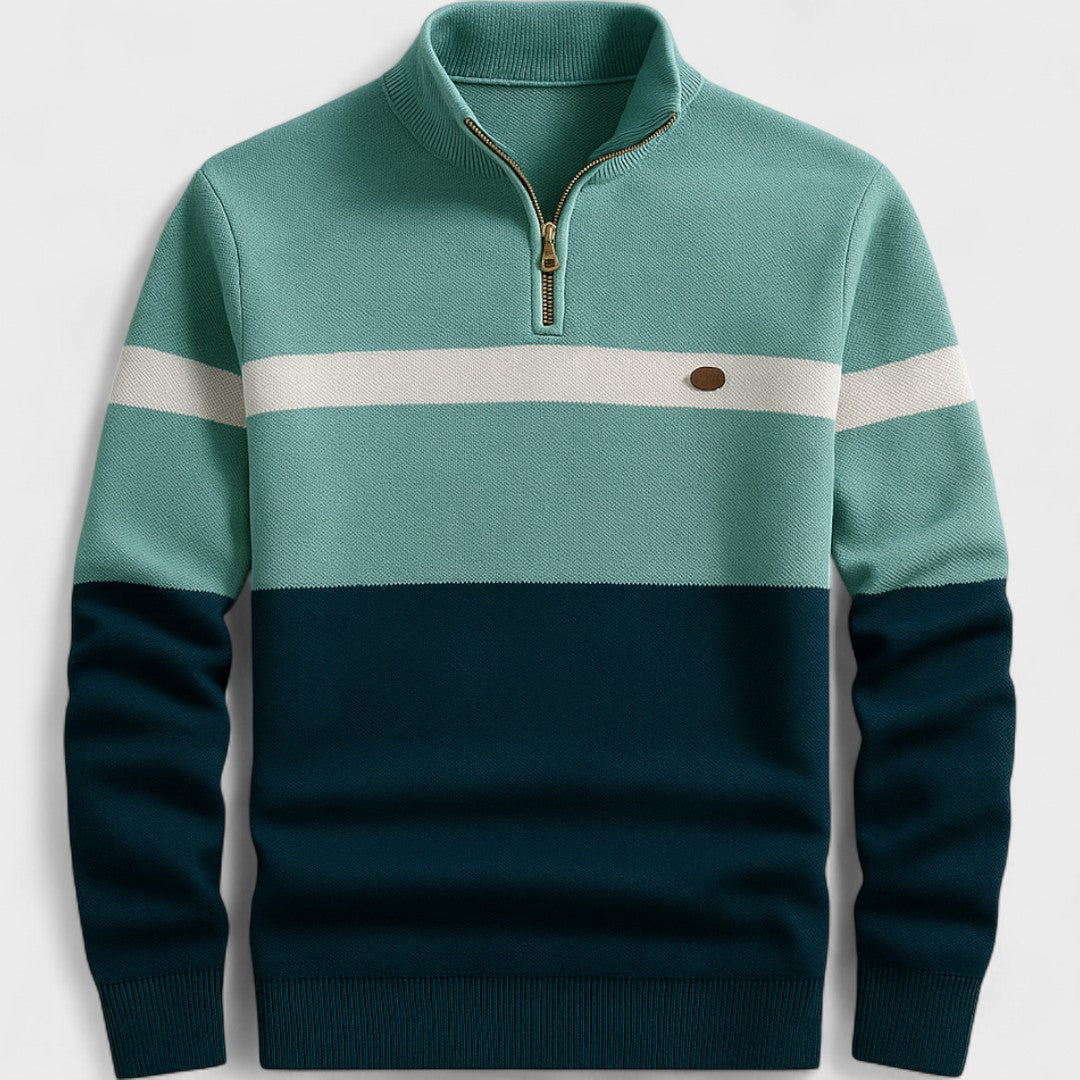 Jersey hombre tejido ligero con cremallera media estilo moderno