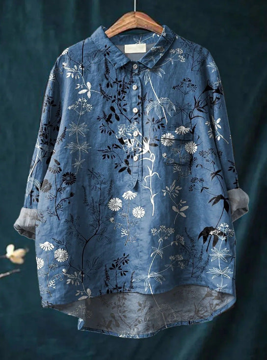 Blusa Mujer Fluida Estampado Floral Manga Larga