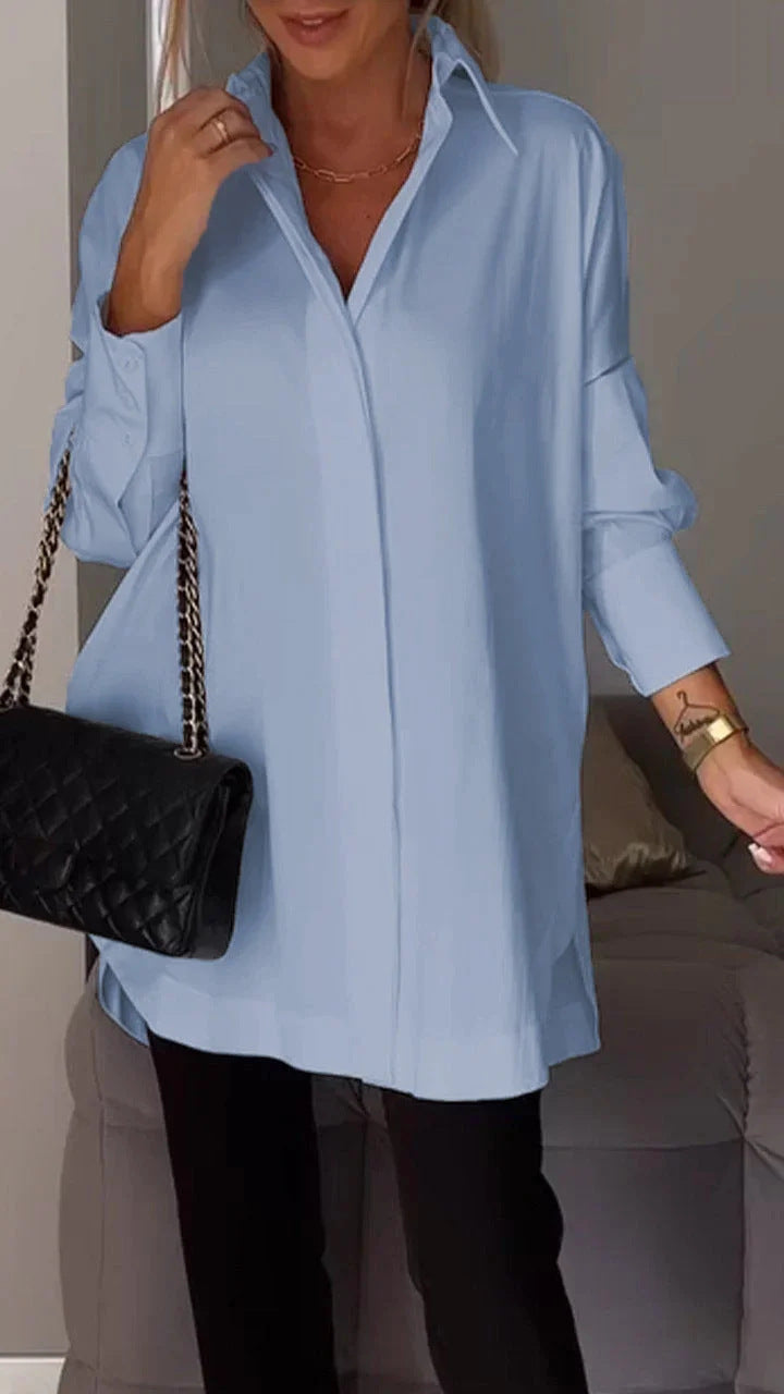 Blusa Mujer de Algodón Oversized con Cierre de Botones
