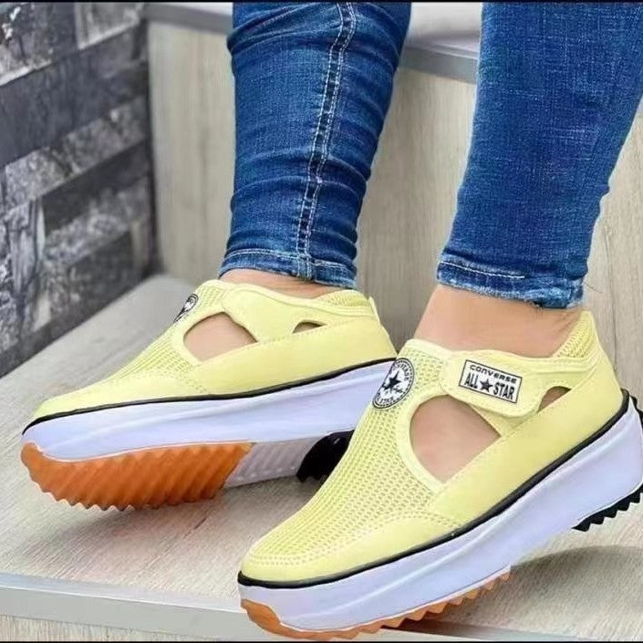Zapatillas deportivas mujer con plataforma y laterales abiertos