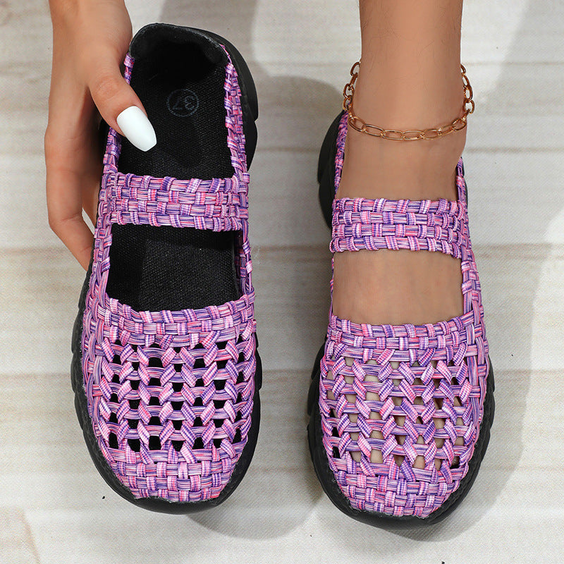 Zapatos slip-on mujer con tejido elástico y banda cruzada - Mavetta