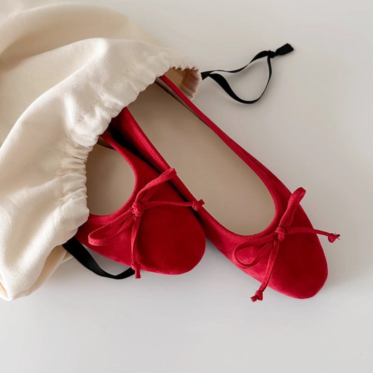 Bailarinas Mujer de Ante con Lazo Suela Flexible